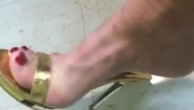 My sexy feet in gold heels