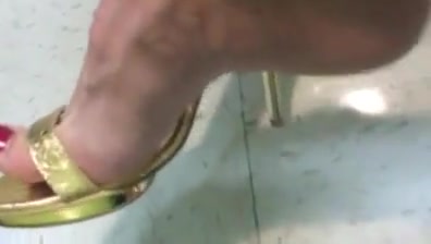 My sexy feet in gold heels