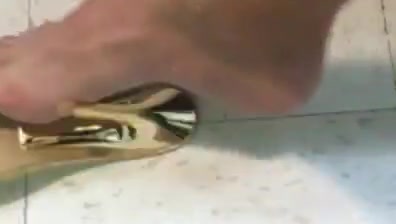 My sexy feet in gold heels