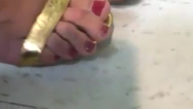 My sexy feet in gold heels