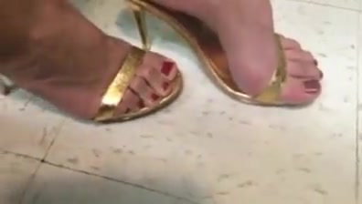 My sexy feet in gold heels