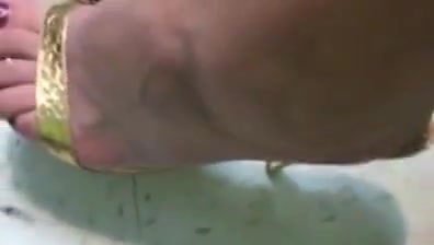 My sexy feet in gold heels