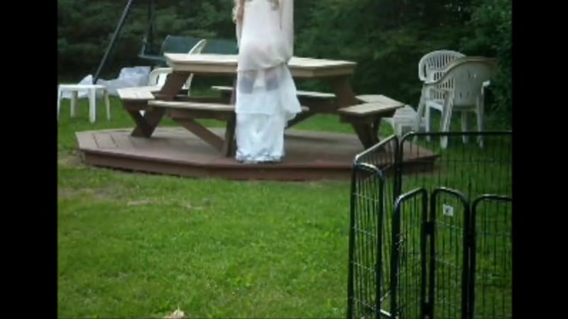 Cumming in sheer nightie pool