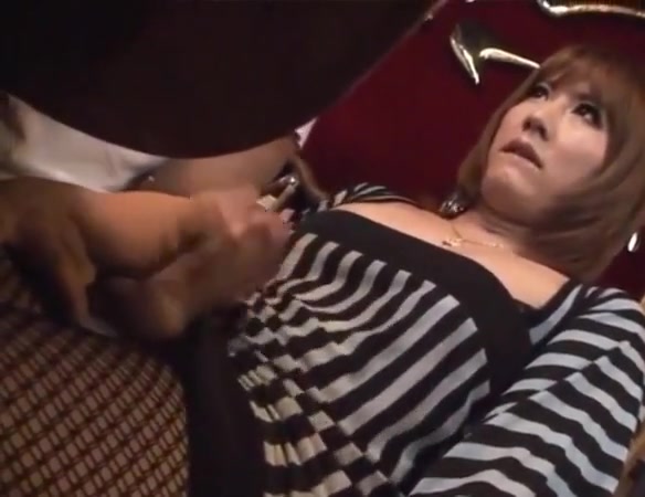 Asian tranny cums at a public restaurant