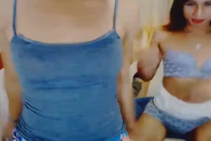 Horny shemale with huge cock fuck another tranny