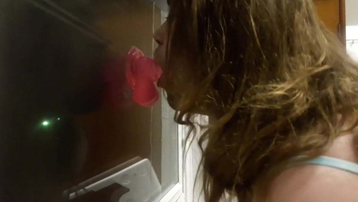 Sissy piss slut rachel sucks her dildo for all to see!