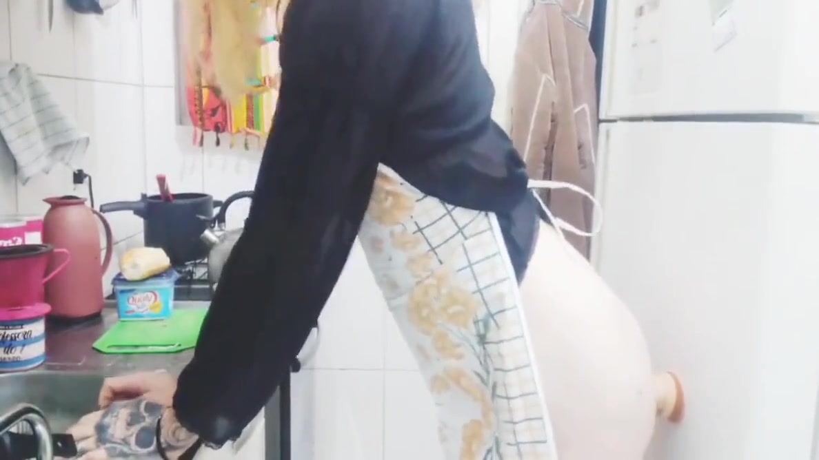Sissy Aniya - Shemale Housewife Fucking The Dildo While Washing Dishes