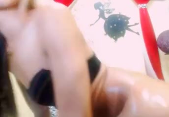 Tranny slim small boobs dildo in big round ass
