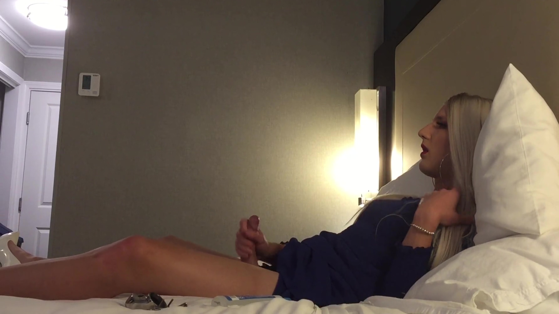 Blonde Femboy Removes Chastity Then Jerks Off - Super Sexy