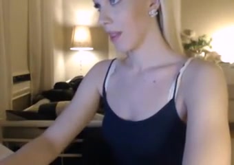 Blond tranny big shaved balls cock small tits