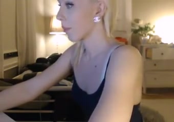 Blond tranny big shaved balls cock small tits