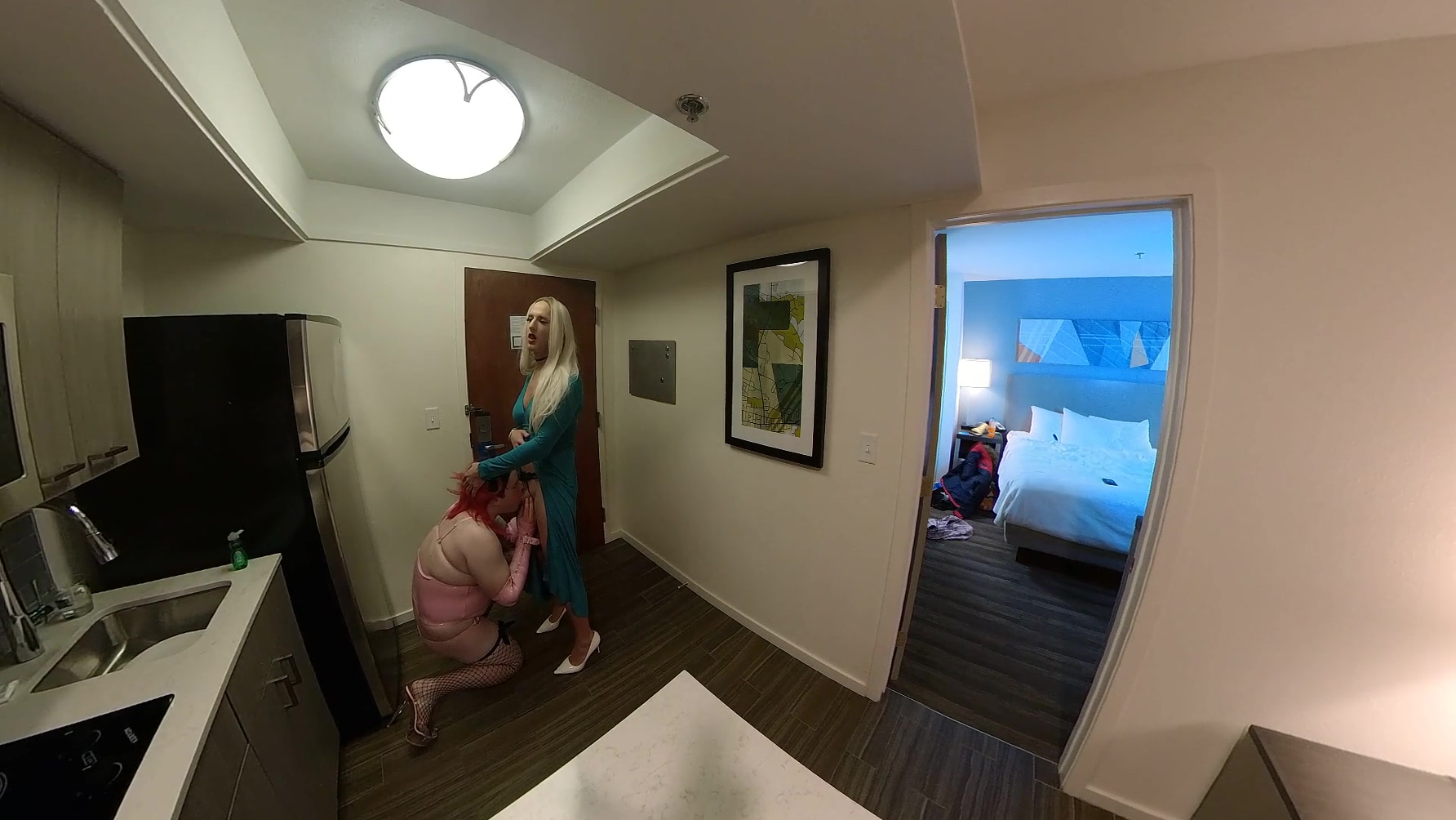 Sexy Trans Woman Sucking Crossdresser Cock In Kitchen