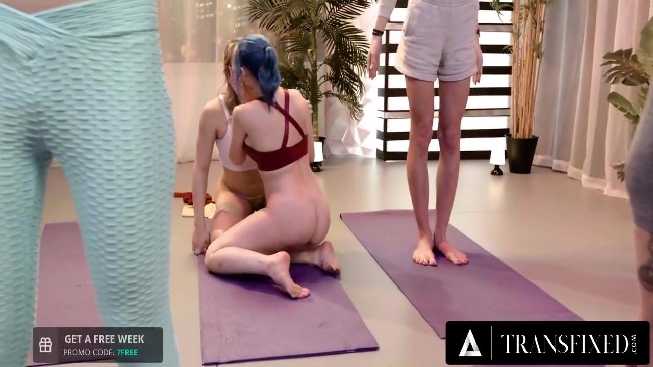 Jewelz Blu, Sneaky Sex And Emma Rose - Trans Yoga Instructor Sneaky Hard Fucks Doggystyle During A Class 13 Min