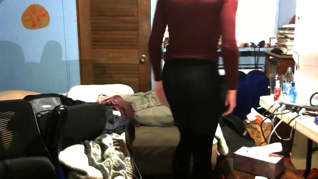 Femboy slut see through leggings pink thong self facial
