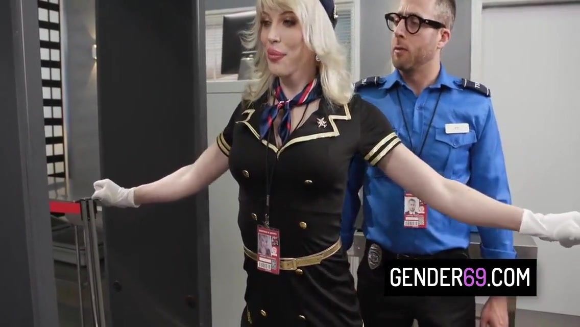Izzy Wilde In Blonde Tgirl Flight Attendant Getting Analed By The Pilot After He Founds Her Ass Plug 6 Min