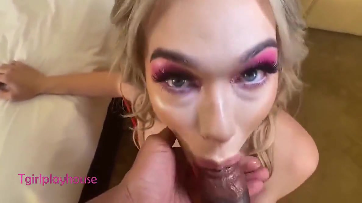 Sexy Red In Cute Petite Tgirl In Lingerie Jerks Her Dick And Gets Fucked Hard