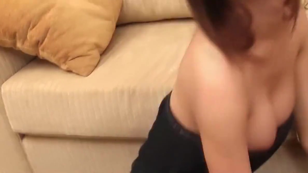 Petite Ladyboy In Black Dress Pumps Her Big Cock On The Couch
