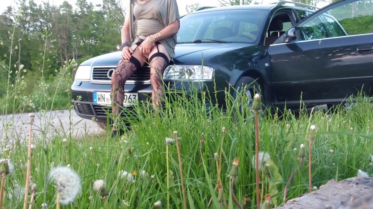 Tranny is wanking at set of sun