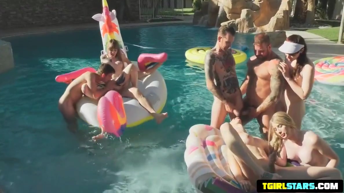 Casey Kisses, Lena Moon And Natalie Mars - Wild Barebacking Pool Party!