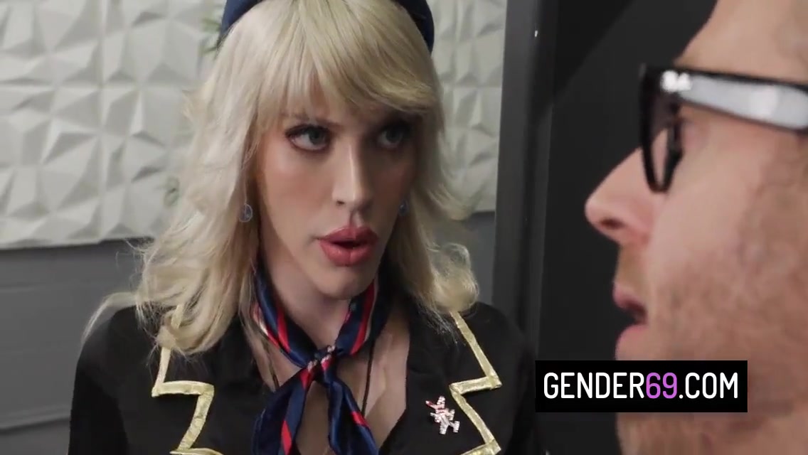 Joel Someone And Izzy Wilde In Blonde Tgirl Flight Attendant Getting Analed By The Pilot After He Founds Her Ass Plug