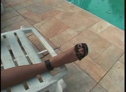 Shemale with small tits banged by pool