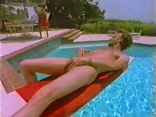 Vintage poolside threesome with a TS