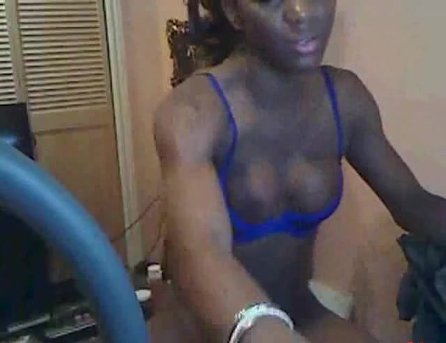 Amazing ebony ladyboy on cam