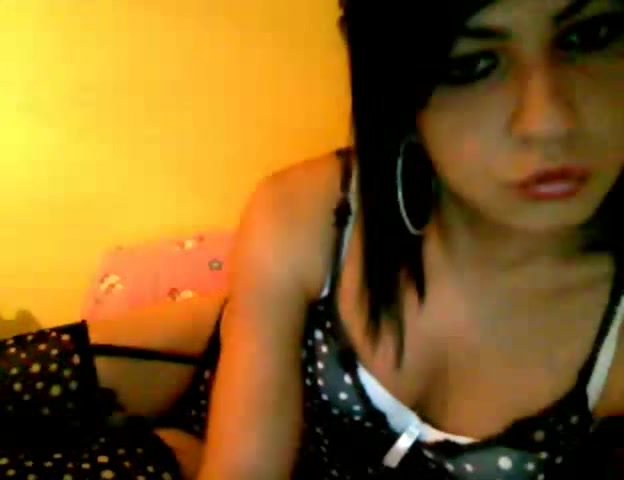 Cute emo Tgirl shows her body and toys her ass at the end