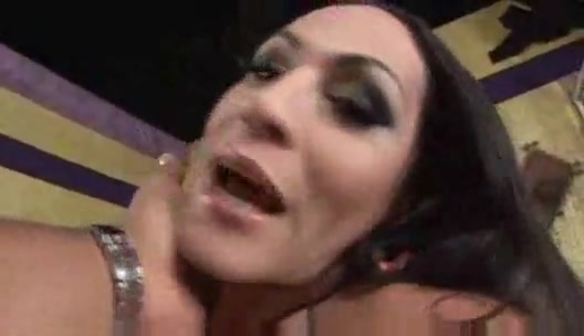 Brunette shemale wanking near pool