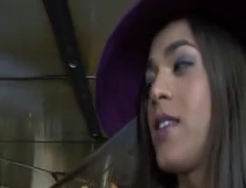 Guy rides latina shemale dick