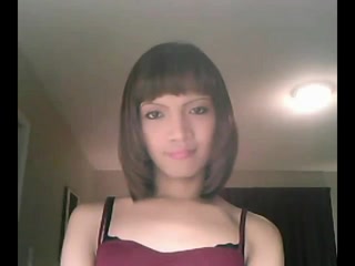 Sweet petite tgirl in solo action