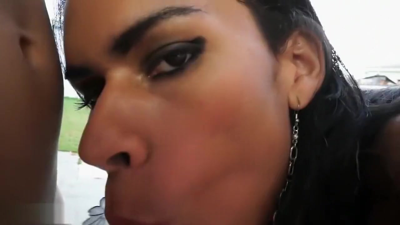 Big tits tranny from Brazil outdoor blowjob and butt fucking