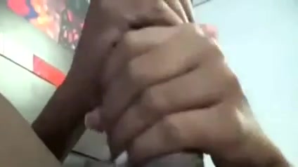 Black tranny wanking her cock