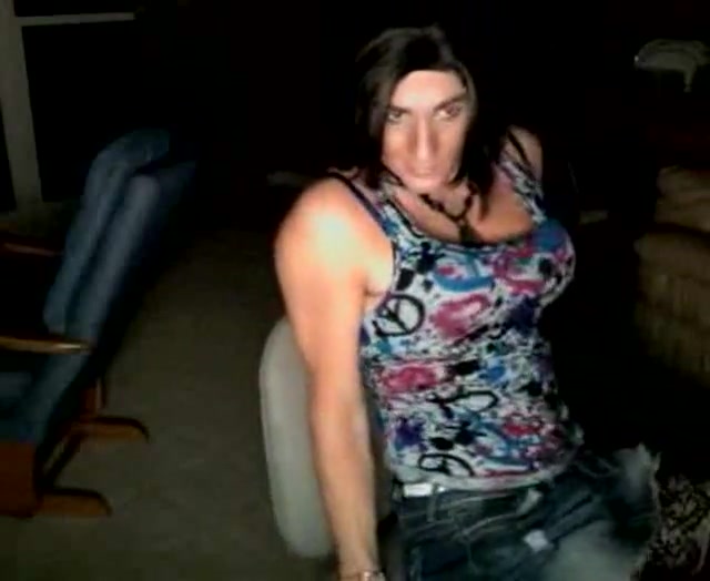 Cute College Crossdresser Stroking it on Webcam