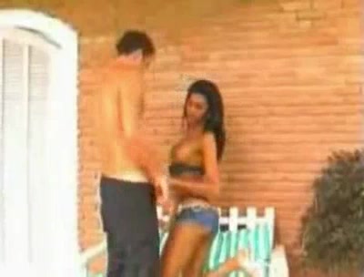 Longhaired Latina tranny bonking