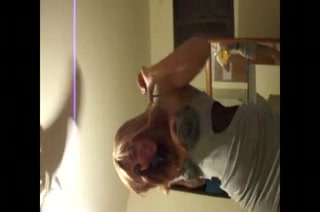 Latina blondie does a sexy dance and strokes