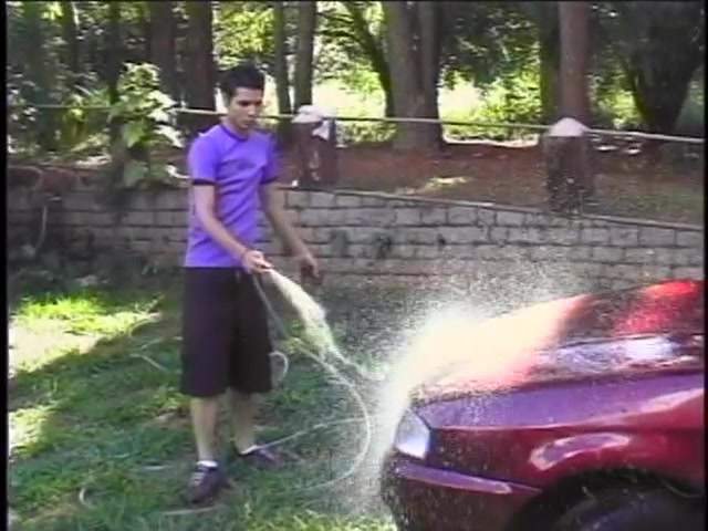 Car washing turns hot outdoor sex