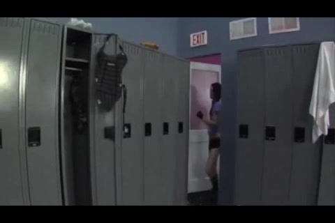 Sexy stroking in a locker room