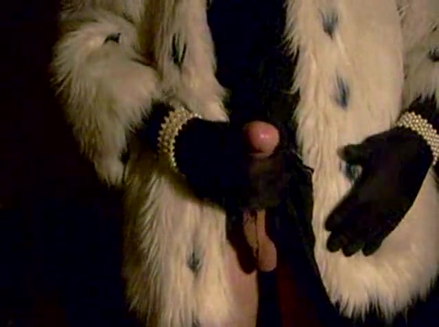Cumshot in fur coat
