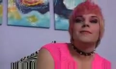 Redhead trans solo with a cumshot