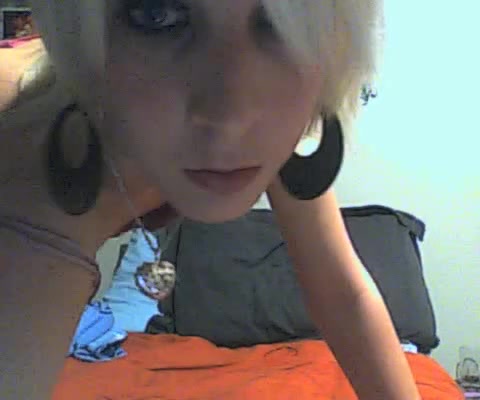 Petite blonde sucks and inserts a hairbrush in her ass