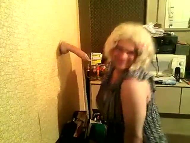 Horny CD Andrea Sucking A Dildo