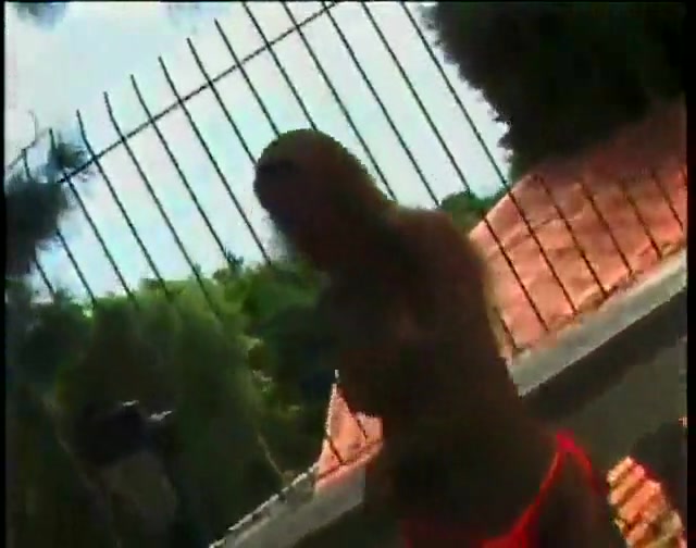 Blonde tranny drills a dude outdoors