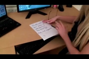 Horny blonde TS watches porn and strokes