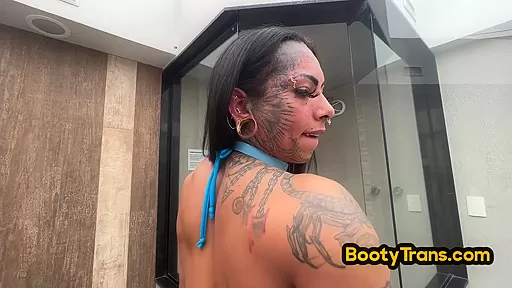 Massive booty TS Latina bareback fucked in inked azz
