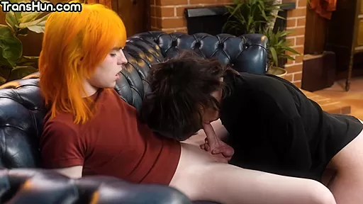 Redhead Trans hunny fucks babe pussy after cocksucked