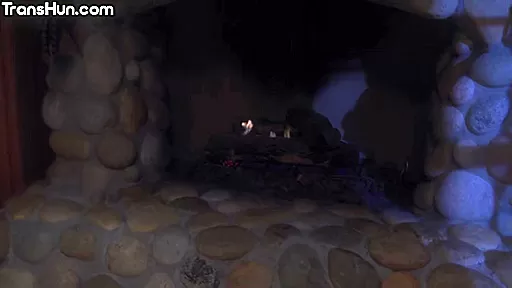 Romantic TS hunny fucks Asian petite babe by fireplace
