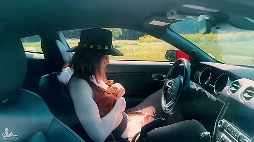 Cowgirl Cocklady Cums With Car
