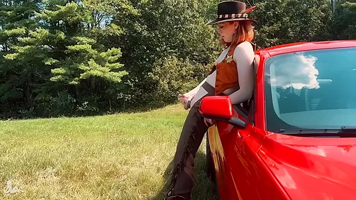 Cowgirl Cocklady Cums With Car