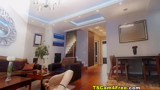 Gorgeous Tranny playing her big cock